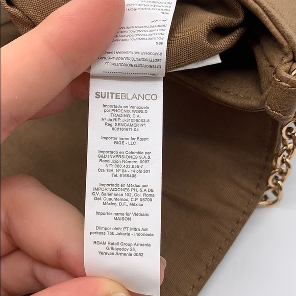 SuiteBlanco Crossbody Purse Tan Chevron Studded - Picture 14 of 16